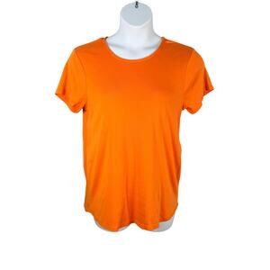 J Jill Top Womens Large Orange 100% Pima Cotton Crew-neck Shirttail Tee